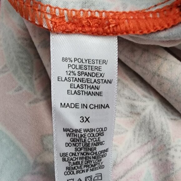 Cuddl Duds Jumpsuit Womens Plus Size 3X Orange Floral Tropical Pineapple Hawaii - Picture 5 of 7